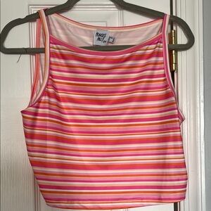 Princess Polly Striped Pink and Orange Tank Top